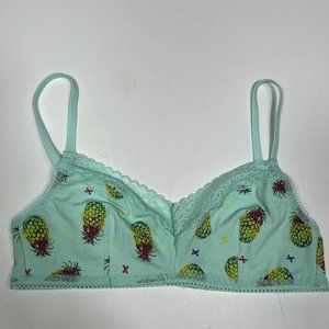 Savage X Fenty Mint Green Pineapple Fantasy Print cotton Bralette Size M New
